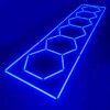 Luz LED 6 hexágonos + rectángulo nido de abeja techo 5.3M x 1M 360W Azul Detallado Garaje Peluquería Gimnasio
