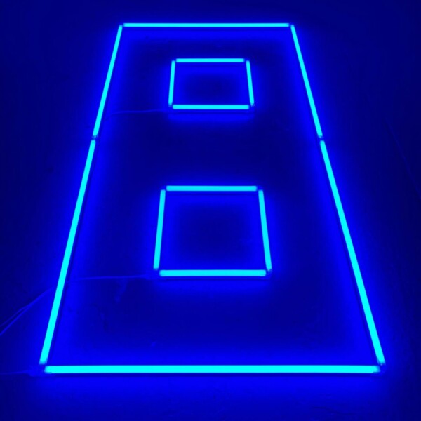 Led-Deckenlampe 2 Quadrate + Kontur 2.4M x 1.2M 120W Blau Detailing Barber Garage Gym