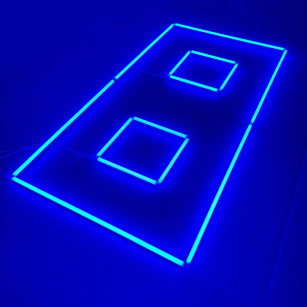 Led-Deckenlampe 2 Quadrate + Kontur 2.4M x 1.2M 120W Blau Detailing Barber Garage Gym – Bild 2