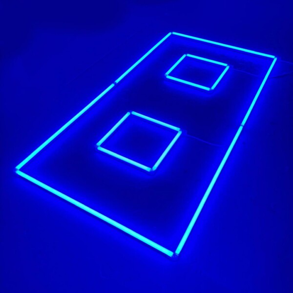 Led-Deckenlampe 2 Quadrate + Kontur 2.4M x 1.2M 120W Blau Detailing Barber Garage Gym – Bild 4
