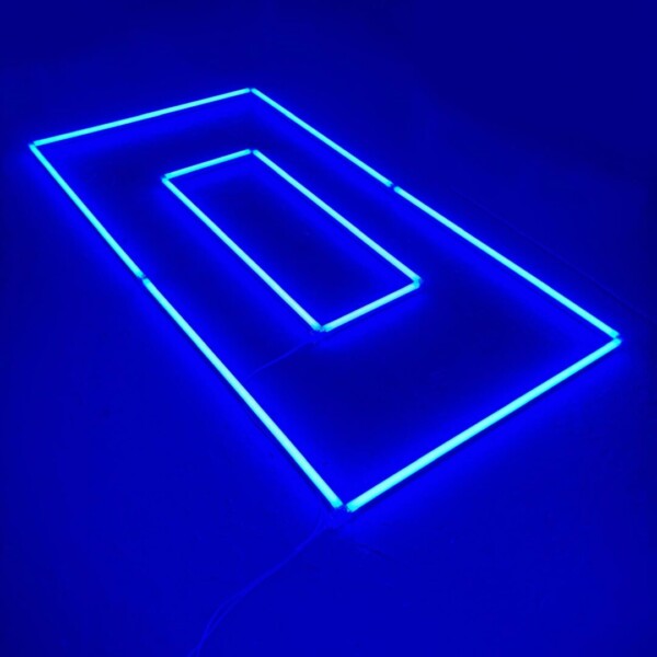 Lampe LED de plafond rectangle double 2.4M x 1.2M 145W bleu detailing garage barber gym – Image 3