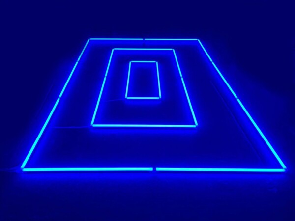 LED-Deckenlampe rechteckig dreifach 4,8M x 2,4M 345W blau detailing garage barber gym