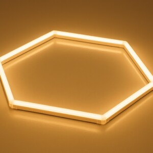 Lampe LED 1 hexagone plafond nid d'abeilles blanc chaud 3000K diamètre 1M 36W – Version dimmable en option