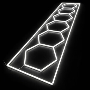LED-Lampe 6 Sechsecke + Rechteck Wabendecke 5.3M x 1M 360W Weiß 6500K Detailing Garage Barber Gym