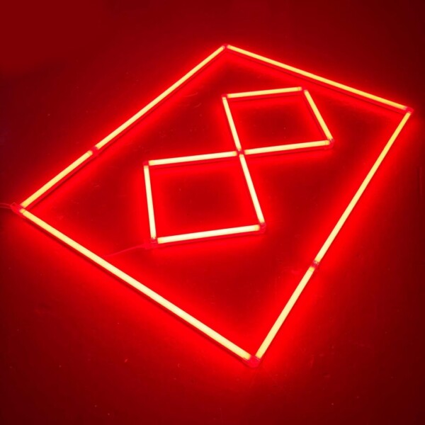 Lampada da soffitto a LED 2 quadrati allineati + contorno 2,4M x 1,2M 120W Rosso Detailing Barber Garage Palestra - immagine 2