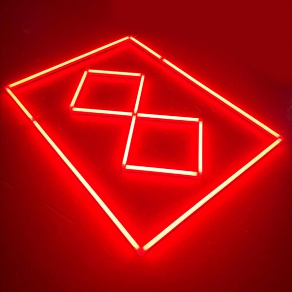 Lampada da soffitto a LED 2 quadrati allineati + contorno 2,4M x 1,2M 120W Rosso Detailing Barber Garage Palestra - immagine 3