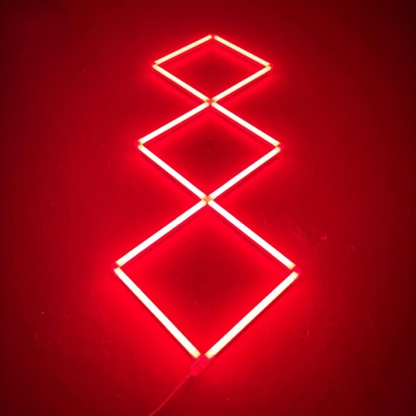 Plafoniera LED 3 quadrati allineati 2M x 0,7M 72W Rosso Detailing Barber Garage Palestra