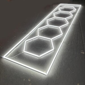 LED-Lampe 5 Sechsecke + Rechteck Wabendecke 4,8M x 1M 320W Weiß 6500K Detailing Garage Barber Gym