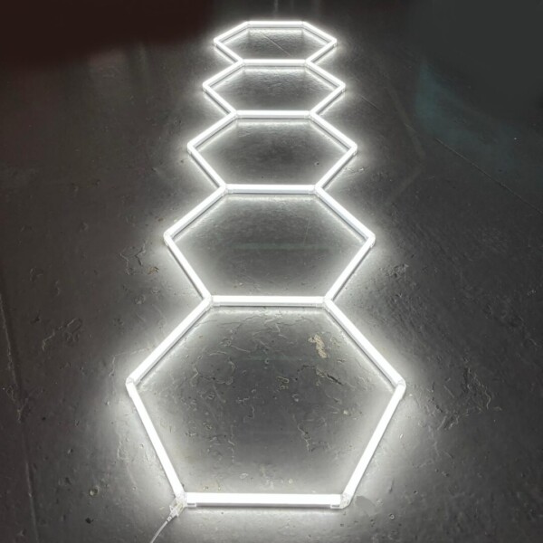 5 Hex LED Lampada da soffitto a nido d'ape 4M x 1M 156W Bianco 6500K Detailing Garage Barber Gym - immagine 4