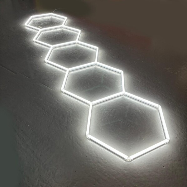 5 Hex LED Lampada da soffitto a nido d'ape 4M x 1M 156W Bianco 6500K Detailing Garage Barber Gym - immagine 2