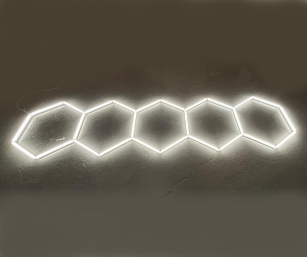 5 Hex LED Lampada da soffitto a nido d'ape 4M x 1M 156W Bianco 6500K Detailing Garage Barber Gym - immagine 3