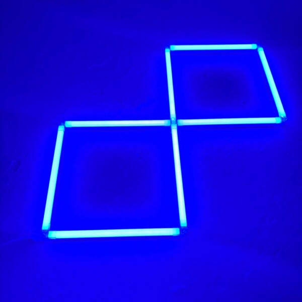 Luce led a soffitto 2 quadrati allineati 1,4M x 0,7M 48W Blu Detailing Barber Garage Gym - immagine 2