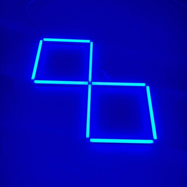 Luce led a soffitto 2 quadrati allineati 1,4M x 0,7M 48W Blu Detailing Barber Garage Gym - immagine 3
