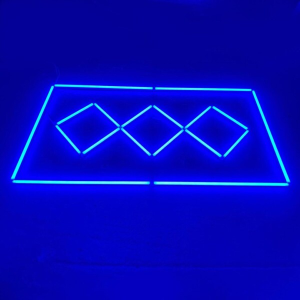 Led-Deckenlampe 3 Quadrate in einer Reihe + Rechteck 2.5M x 1M 160W Blau Detailing Barber Garage Gym – Bild 3