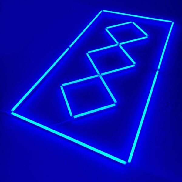 Led-Deckenlampe 3 Quadrate in einer Reihe + Rechteck 2.5M x 1M 160W Blau Detailing Barber Garage Gym