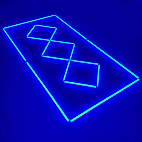 Led-Deckenlampe 3 Quadrate in einer Reihe + Rechteck 2.5M x 1M 160W Blau Detailing Barber Garage Gym – Bild 2