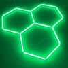LED-Deckenlampe 3 Sechsecke gruppiert Waben 2M x 2M 130W grün Detailing Garage Barber Gym