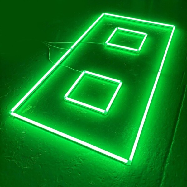 Lampe led de plafond 2 carrés + contour 2.4M x 1.2M 120W Vert Detailing Barber Garage Gym – Image 2