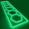 Luz LED 6 hexágonos + rectángulo nido de abeja techo 5.3M x 1M 360W Verde Detallado Garaje Peluquería Gimnasio