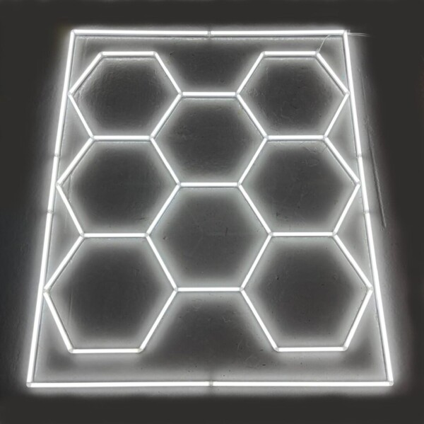 Plafoniera esagonale a nido d'ape LED 230V 2,4m x 3m luce bianco 240W 6500k per garage detailing barbiere