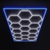 2.4m x 4.8m hexagonal honeycomb LED ceiling light with blue outline 550W 6500k 230V Detailing Barber garage