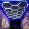 2.4m x 4.8m hexagonal honeycomb LED ceiling light with blue outline 550W 6500k 230V Detailing Barber garage - Image 4
