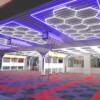 2.4m x 4.8m hexagonal honeycomb LED ceiling light with blue outline 550W 6500k 230V Detailing Barber garage - Image 5
