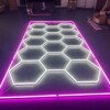 hexagonal honeycomb LED ceiling light with pink outline 2.4m x 4.8m 550W 6500k 230V Detailing Barber garage - Image 2