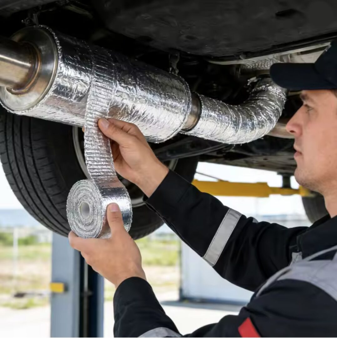 Bande Thermique Échappement Aluminium 50mm x 15m +1300°C – Isolation Collecteur Downpipe Turbo – 6 Colliers Inox – Image 7