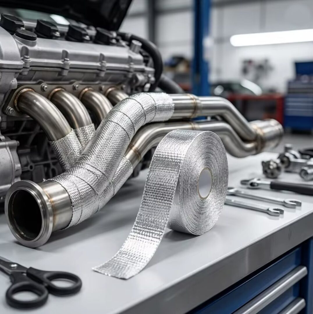 Bande Thermique Échappement Aluminium 50mm x 15m +1300°C – Isolation Collecteur Downpipe Turbo – 6 Colliers Inox – Image 5