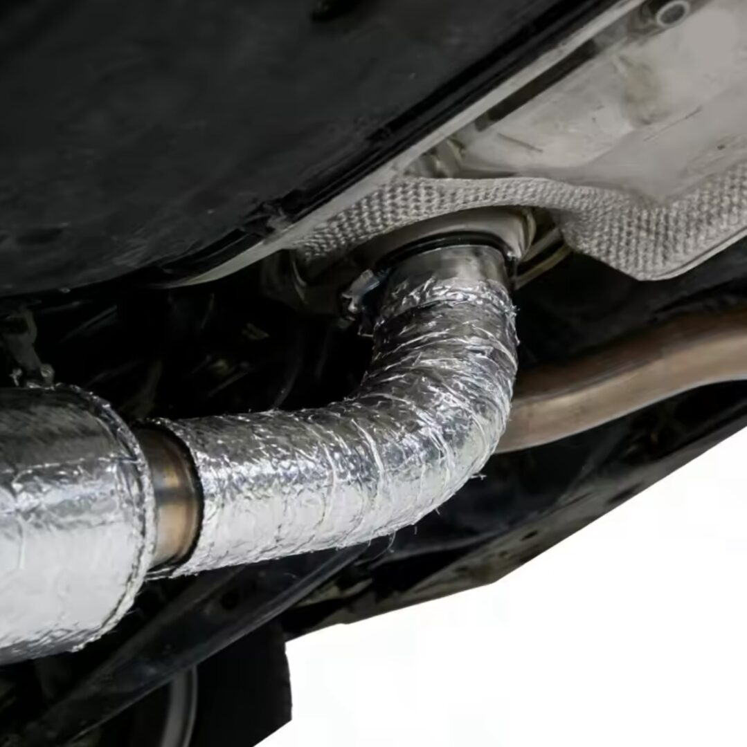 Bande Thermique Échappement Aluminium 50mm x 15m +1300°C – Isolation Collecteur Downpipe Turbo – 6 Colliers Inox – Image 4