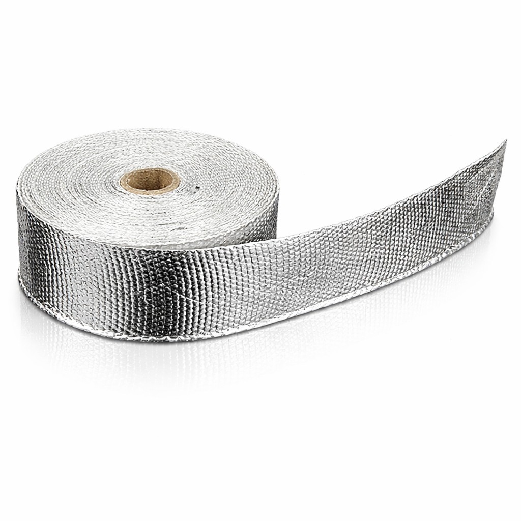Bande Thermique Échappement Aluminium 50mm x 15m +1300°C – Isolation Collecteur Downpipe Turbo – 6 Colliers Inox
