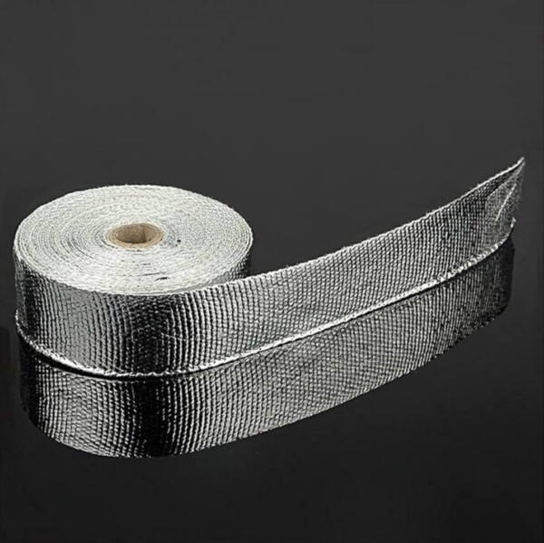Cinta de aislamiento térmico de escape de 50 mm x 15 m con revestimiento de aluminio (+6 collares de acero inoxidable)
