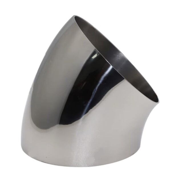 Gomito sottile in acciaio inox, spessore 1,2 mm, per la produzione di scarichi ad angolo di 45°, diametro da 51 a 89 mm - immagine 3