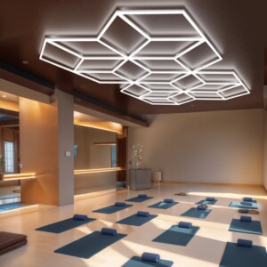 Lampe led de plafond 21 losanges hexagones nid d'abeille 2,8m x 4,8m Led blanc 520W dimmable 6500k 230V detailing barber garage