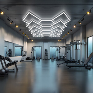 Lampe LED de plafond 10 flèches + 4 hexagones, nid d'abeille 2,8m x 4,8m 450W dimmable blanc 6500k 230V detailing barber garage