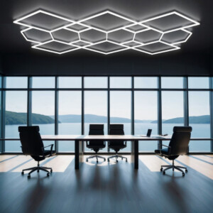 Lampe LED de plafond 10 losanges + 6 hexagones, nid d'abeille 2,8m x 4,8m 436W dimmable blanc 6500k 230V detailing barber garage