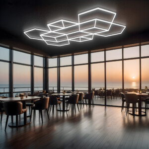 Lampe LED de plafond 6 losanges + 2 trapèzes + 6 triangles + 4 hexagones nid d'abeille 2,8m x 4,8m 515W dimmable blanc 6500k 230V detailing barber garage