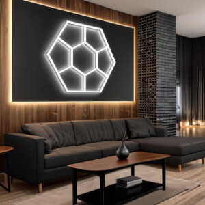 Lampe LED de plafond hexagone double nid d'abeille 1.3M 90W dimmable blanc 6500k 230V detailing barber garage