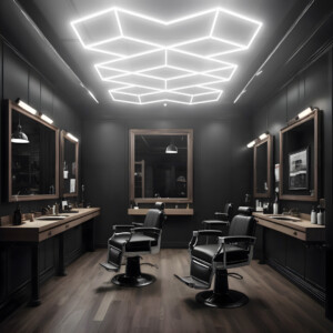 Lampe led de plafond 9 losanges + 4 trapèzes + 4 triangles, hexagones nid d'abeille 2,8m x 4,8m Led blanc 480W dimmable 6500k 230V detailing barber garage