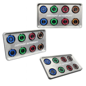 Platine de démarrage CNC – 8 interrupteurs LED 25A – Aluminium brut CNC – Switch Panel look PDM – 12V – IP67