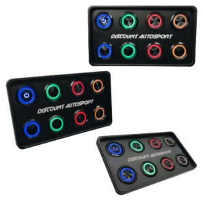 Platine de démarrage CNC – 8 interrupteurs LED 25A – Aluminium Noir CNC – Switch Panel look PDM – 12V – IP67