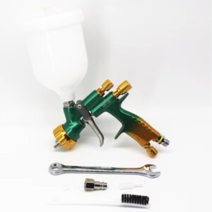 Pistolet à Peinture DA PRO Jaune / Vert – Buse 1.3 mm – Peintures & Vernis – Bocal 600 ml
