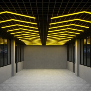 Lampe LED Plafond Flèche 120° Jaune 2.2m x 0.7m - 32W 230V