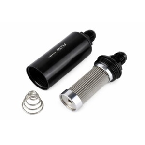 Filtre à Essence Gros Débit AN10 Dash 10 – 500 L/h – Filtration Fine 10 Microns – Aluminium CNC Noir – Compatible E85 Diesel Essence