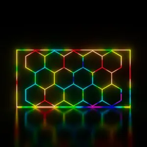 Lampe de plafond LED hexagone nid d'abeille Multicolore RGB 230V 2.4m x 4.8m 170W Detailing Barbershop Gym