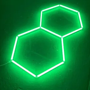 LED light 2 hexagon honeycomb ceiling 1.6M x 1M 70W Green Detailing Garage Barber Gym