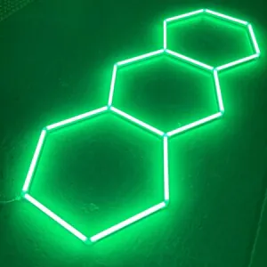 Lamp 3 hexagons aligned honeycomb ceiling 3M x 1.2M green 130W 6500k Detailing Garage Barber