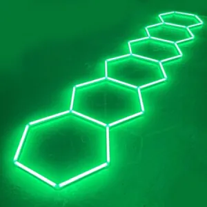 LED light 6 hexagon honeycomb ceiling 4.8M x 1M 186W Green Detailing Garage Barber Gym